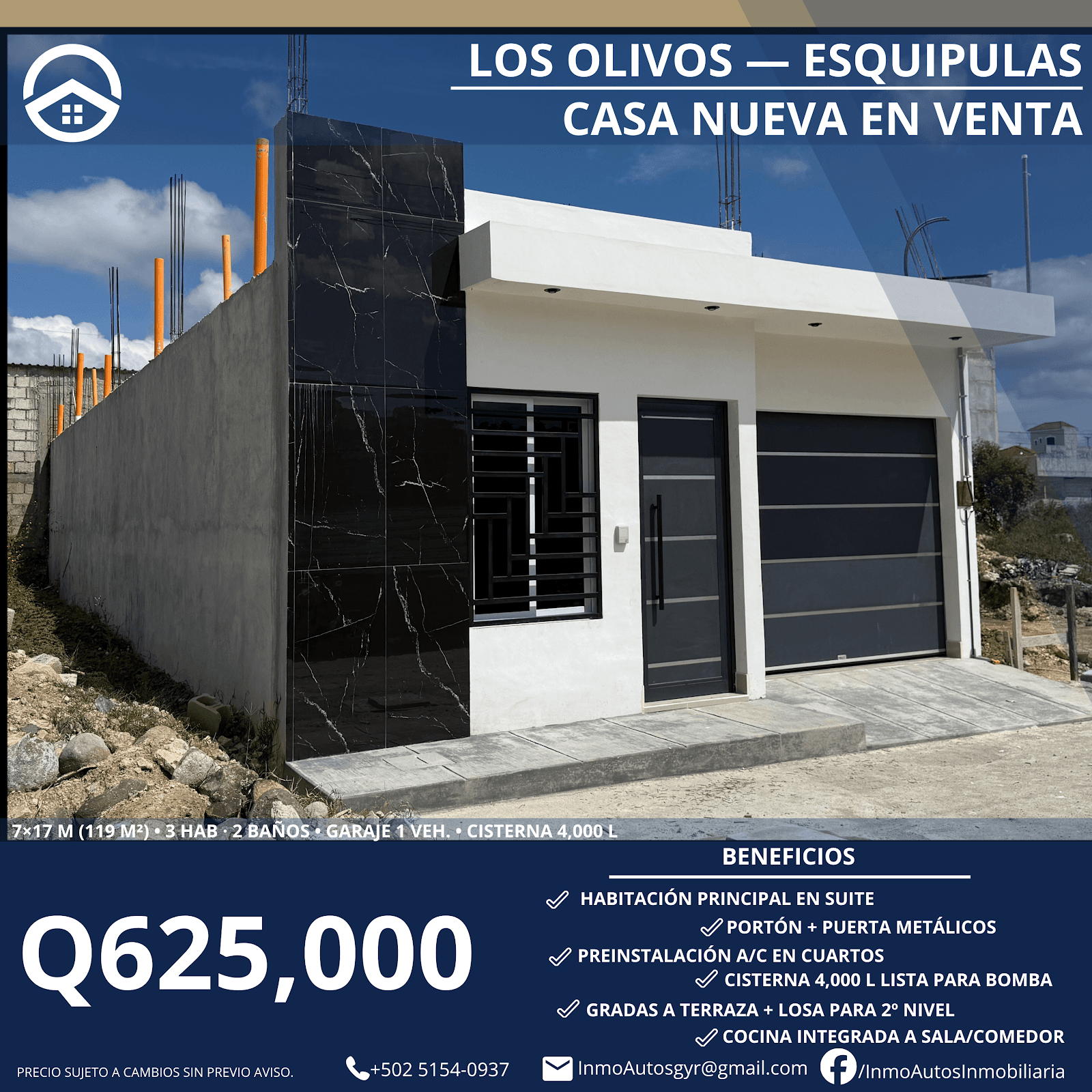 Casa NUEVA de Lujo en Villas de Santiago, Esquipulas — 5 Hab c/Baño + Terraza + Porcelanato | Q1,500,000